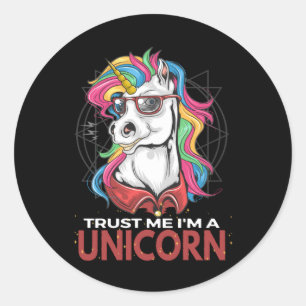 Unicorn Unicorns Unicorn Sunglasses Rainbow Classic Round Sticker