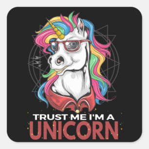 Unicorn Unicorns Unicorn Sunglasses Rainbow Square Sticker