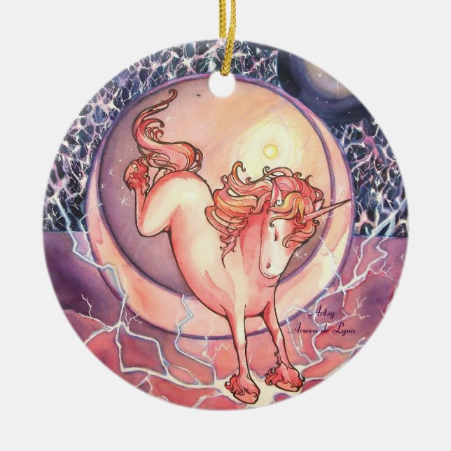 Unicorn, Universe Ceramic Tree Decoration (Front)
