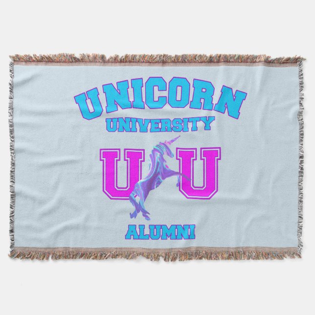Unicorn University Throw Blanket (Front)