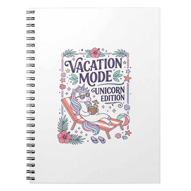 Unicorn Vacation Mode Unicorn Edition Adorable App Notebook (Front)