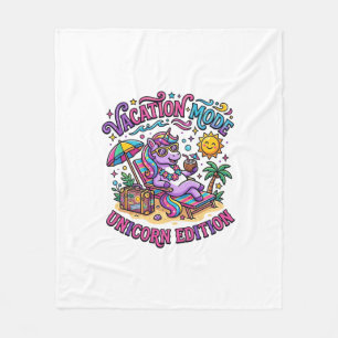 Unicorn Vacation Mode Unicorn Edition Commercial P Fleece Blanket