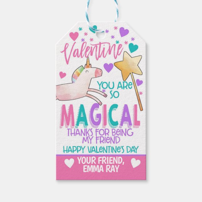 Unicorn Valentine Favour Tag (Front)
