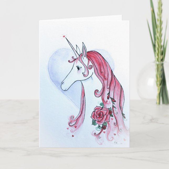 Unicorn Valentine Greeting Card (Front)