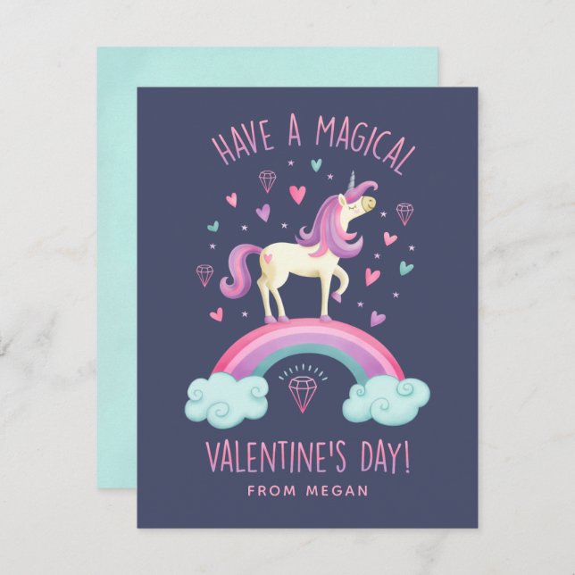 Unicorn Valentines Day Greeting Card (Front/Back)