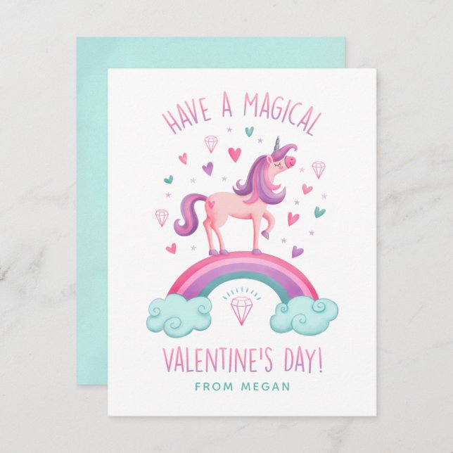 Unicorn Valentines Day Greeting Card (Front/Back)