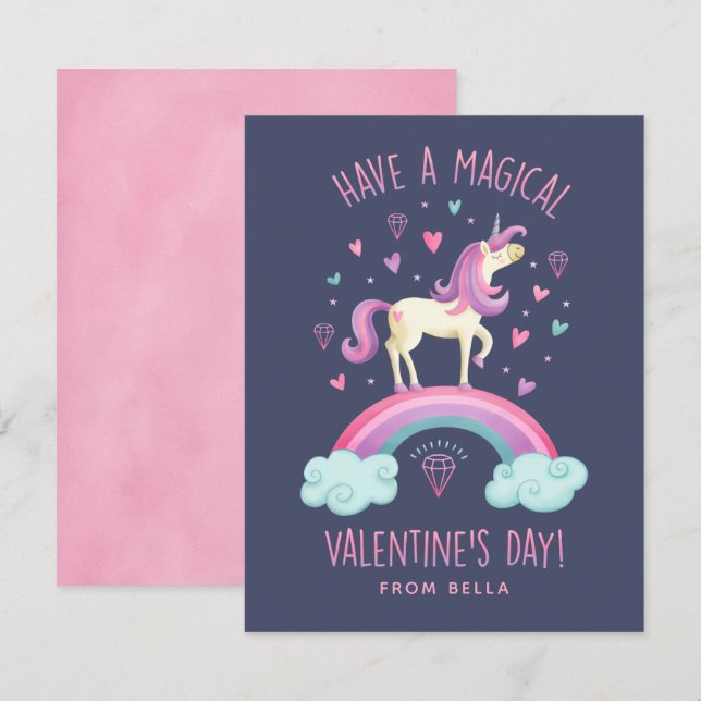Unicorn Valentines Day Greeting Card (Front/Back)