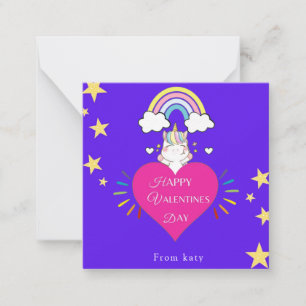 unicorn valentine's day love note card