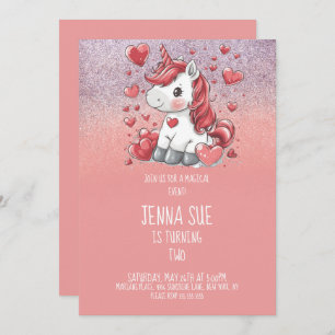 Unicorn Valentines Day Party Invitation