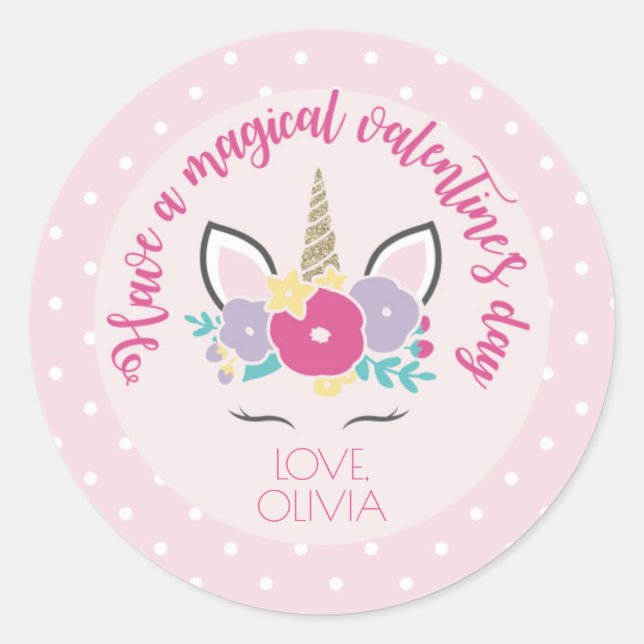 Unicorn Valentine's day Sticker (Front)