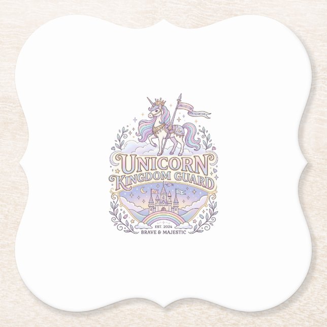 Unicorn Wanderlust Unicorn Gift Idea Vector Design Paper Coaster (Front)