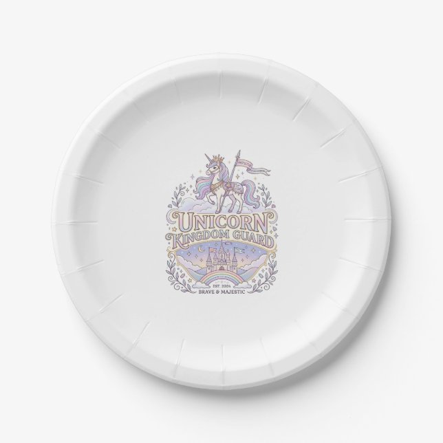 Unicorn Wanderlust Unicorn Gift Idea Vector Design Paper Plate (Front)