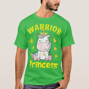 Unicorn Warrior Princess Childhood Cancer Awarenes T-Shirt
