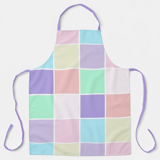 Unicorn Watercolor Checkers Apron (Front)