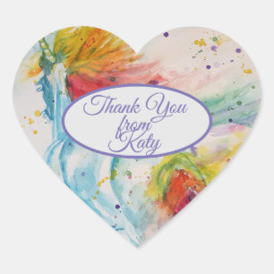 Unicorn Watercolor cute Thank You Pattern Heart He Heart Sticker