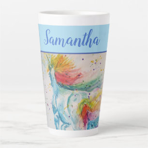 Unicorn Watercolor cute Whimsical Girls Name Art Latte Mug