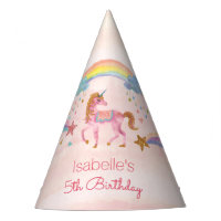 Unicorn Watercolor Faux Glitter Birthday Party Hat