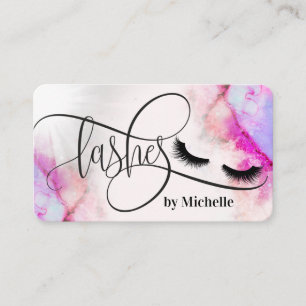 Unicorn watercolor makeup artist lashes business card