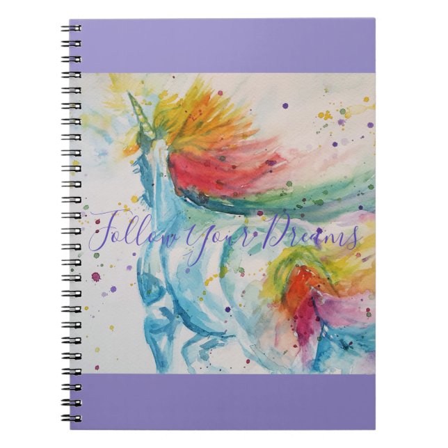 Unicorn Watercolor Painting Dreams Notebook (Front)