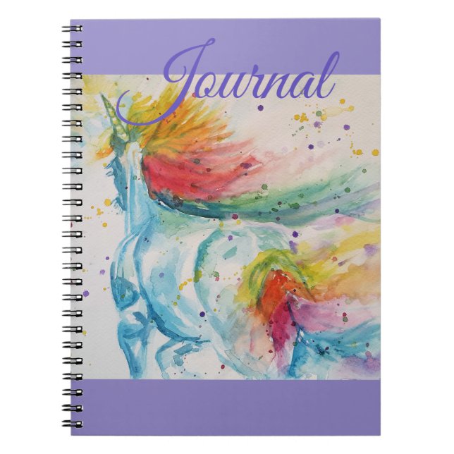 Unicorn Watercolor Painting Girls Name Notebook (Front)
