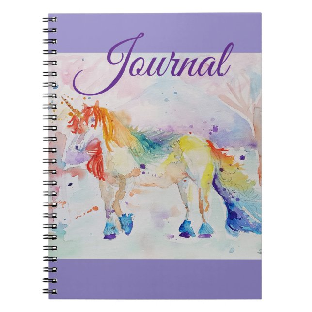 Unicorn Watercolor Painting Girls Name Notebook (Front)
