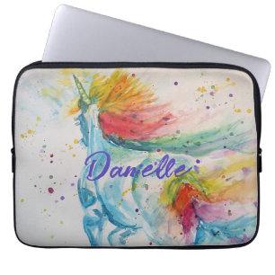 Unicorn Watercolor Painting Rainbow Girls Backpack Laptop Sleeve