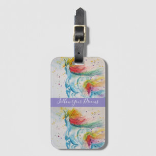 Unicorn Watercolor Painting rainbow Luggage tag