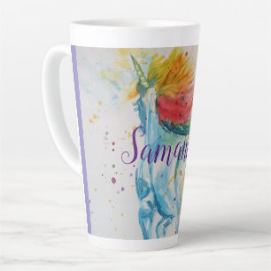 Unicorn Watercolor Rainbow Art Girls Name Mug