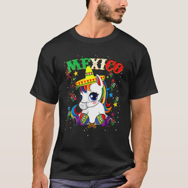 Unicorn Wearing Mask  Cinco De Mayo Mexican Festiv T-Shirt (Front)