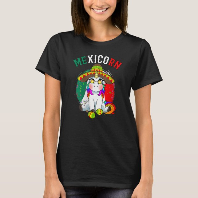 Unicorn Wearing Mask Cinco De Mayo Mexican Festiva T-Shirt (Front)