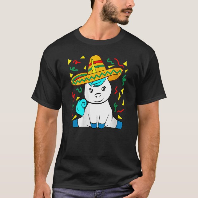 Unicorn Wearing Mask Cinco De Mayo Mexican Festiva T-Shirt (Front)