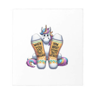 Unicorn Wearing Socks Men Women Kids Teens Hanukka Notepad