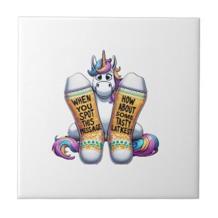 Unicorn Wearing Socks Men Women Kids Teens Hanukka Tile
