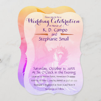 Unicorn Wedding Celebration Invitation Dragon Red