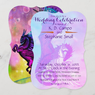 Unicorn Wedding Celebration Invitation Dragon Red