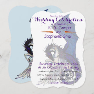 Unicorn Wedding Celebration Invitation Dragon Red