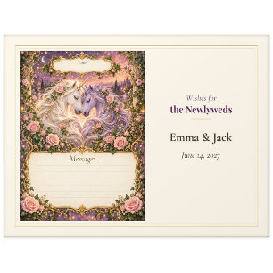 Unicorn Wedding Guest Book Wishes Postcard