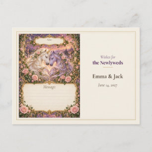Unicorn Wedding Guest Book Wishes Postcard