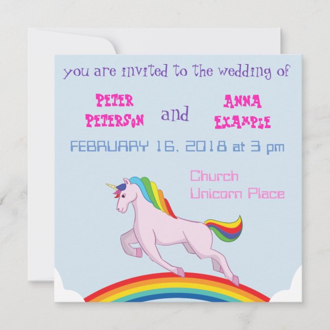 Unicorn Wedding Invitation (Front)