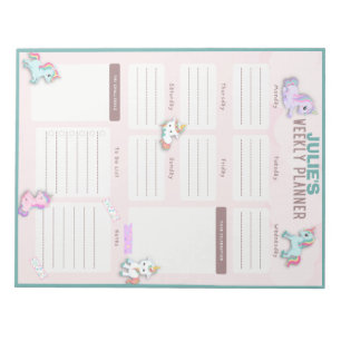 Unicorn Weekly Planner Sheet Notepad