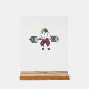 Unicorn Weightlifting Fitness Gym Bodybuilding Tan Acrylic Sign