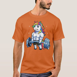 Unicorn Weightlifting  Fitness Gym Deadlift Rainbo T-Shirt