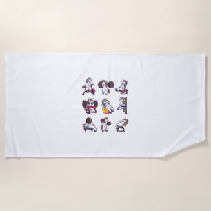 Unicorn Weightlifting Powerlifting Gym Workout Gir Beach Towel
