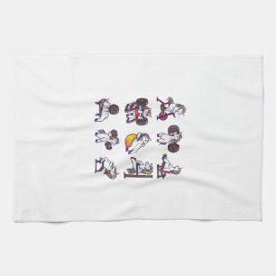 Unicorn Weightlifting Powerlifting Gym Workout Gir Tea Towel