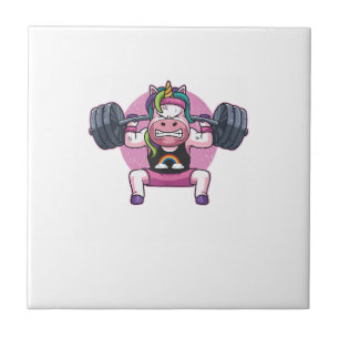 Unicorn Weightlifting Squat Fitness Workout Gym Gi Tile