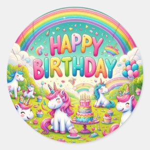 Unicorn Whimsical Birthday stickers