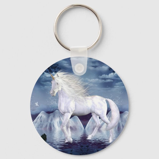 Unicorn White Beauty Keychain (Front)