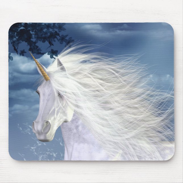 Unicorn White Beauty Mouse Mat (Front)