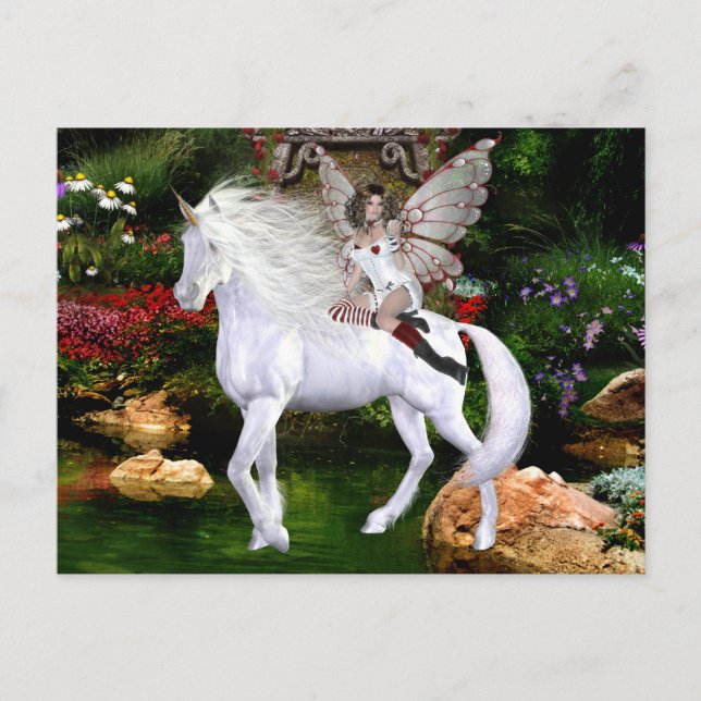 Unicorn White Beauty Postcard (Front)