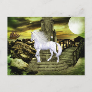 Unicorn White Beauty Postcard